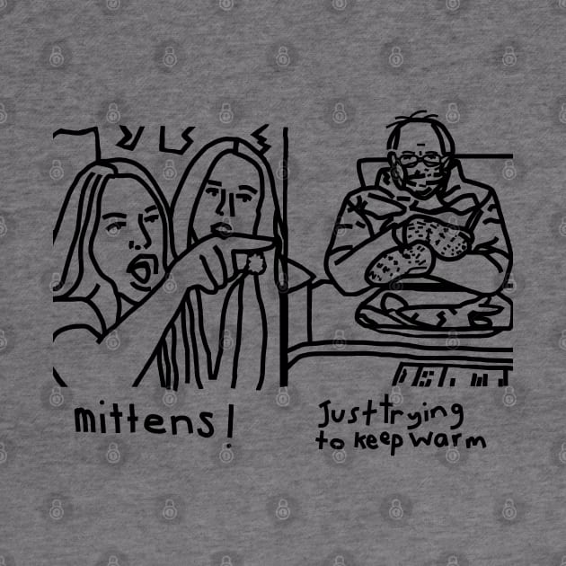 Woman Yelling Mittens at Bernie Sanders Line Drawing by ellenhenryart